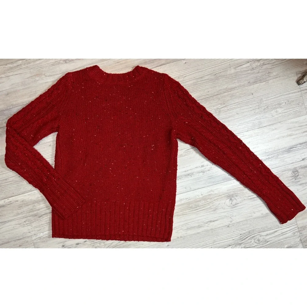 ST JOHNS BAY Red Speckled Cable Knit Wool‎ Blend Sweater Size Men M
